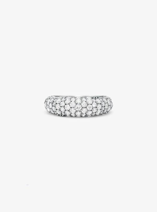 Damske Prstene Michael Kors Precious Metal-Plated Sterling Silver Pavé Strieborne - Šperky Michael Kors Nejlevnejsi | POEGZ-5428